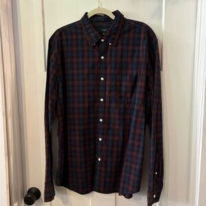 J. Crew Navy and Red Plaid Casual Shirt